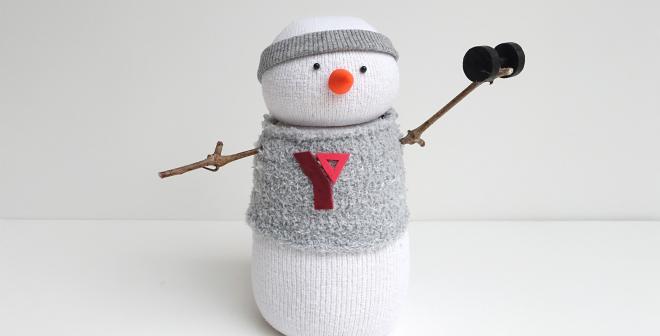 snow man lifting weights