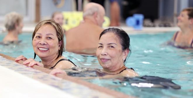 women in pool