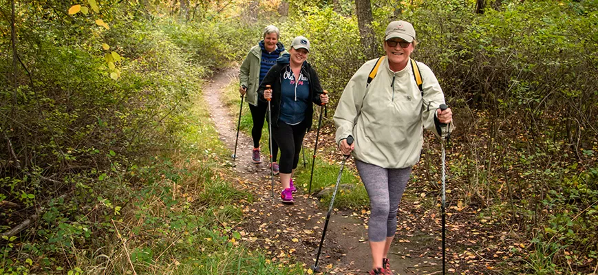 Lois hiking with her friends