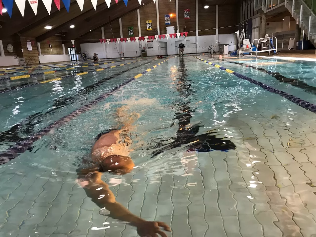 Man swimming in pool