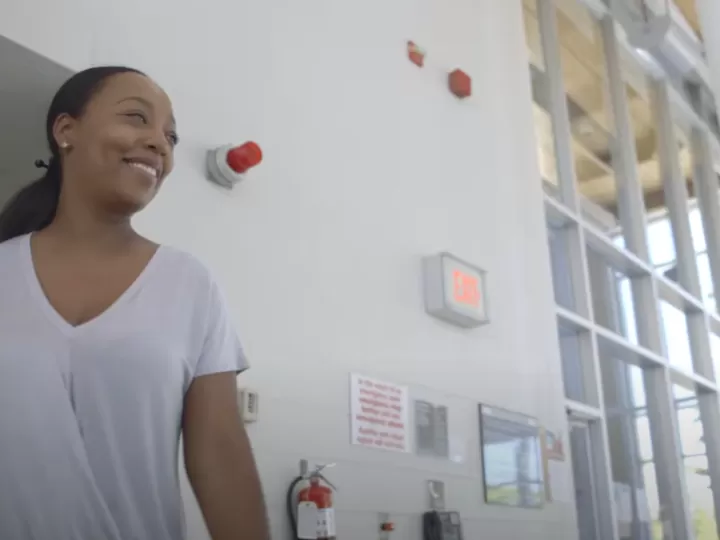 woman in white shirt